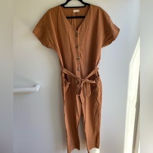 Roolee Brown Button-Down Jumpsuit